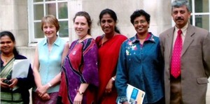 June 2005: Maheeka Gunasekera, Barbara Belsham (Headteacher, Richard Taylor, UK) , Sarah Fishwick, Sumi Gnananesan, Jennifer Chandrasekera and L.A.M. Chandrasekera (Headmaster)